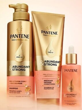 Pantene Abundant & Strong Pro-V Hair Regimen - Shampoo, Conditioner & Serum NEW